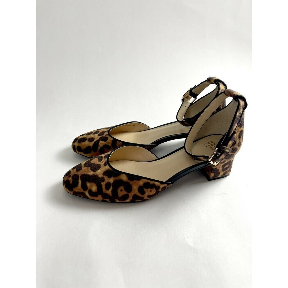 Women’s Cabi leopard print low heel ankle strap shoe Size 8